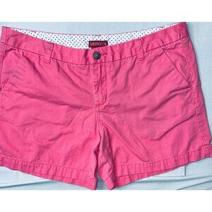 Merona Womens Pink Cotton Shorts Size 12 With Polka Dot Lining